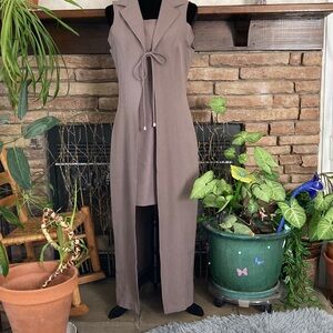 Sleeveless Brown Dress Set